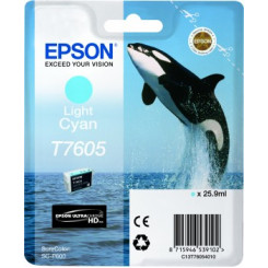 Epson T7605 Original Light Cyan Ink Cartridge C13T76054010 (25.9 ML.) - for SC-P600 